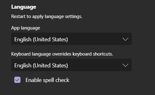 Micosoft Teams Enable or disable spell check